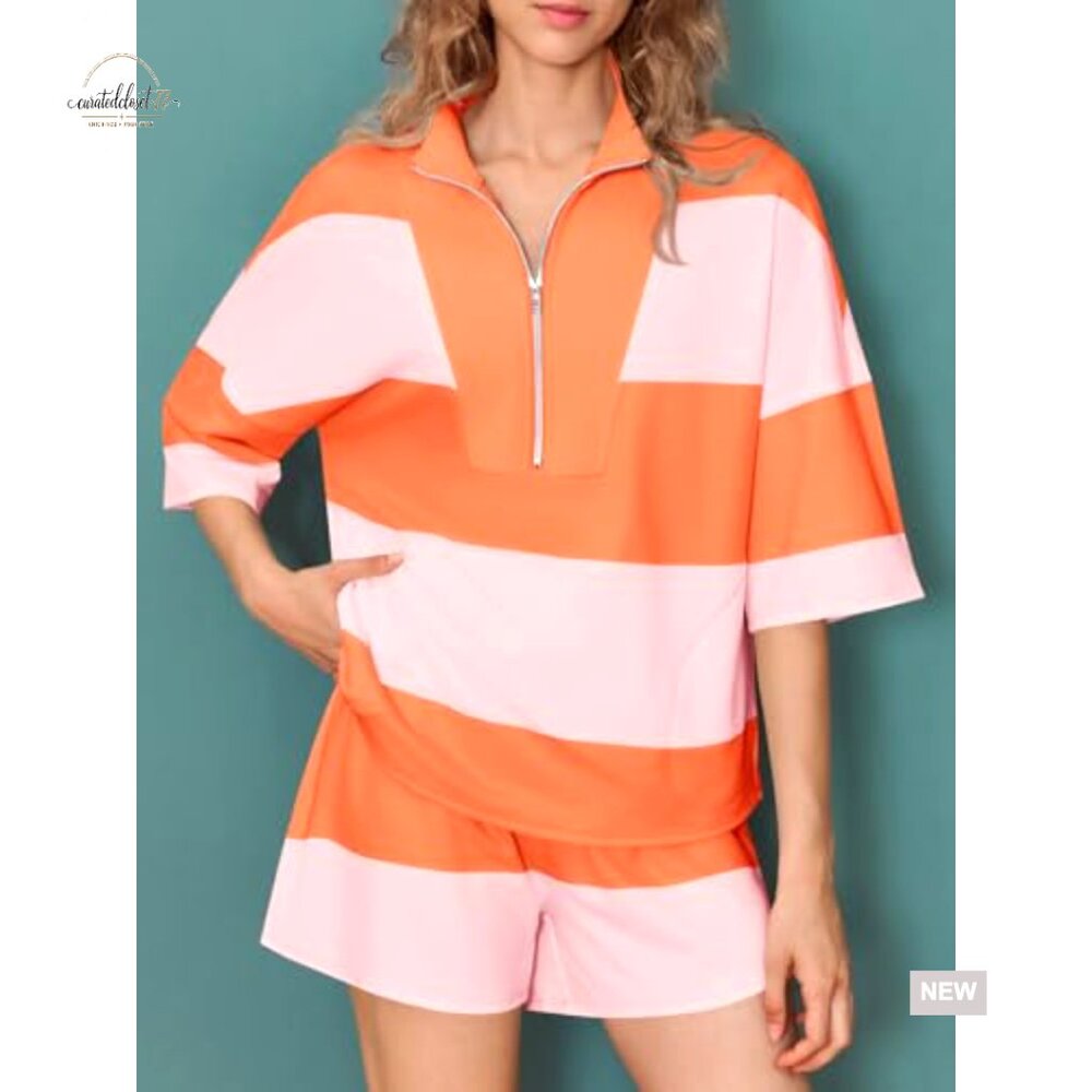 Large Polyester Blend Workout Set With Zip Top An… - image 3